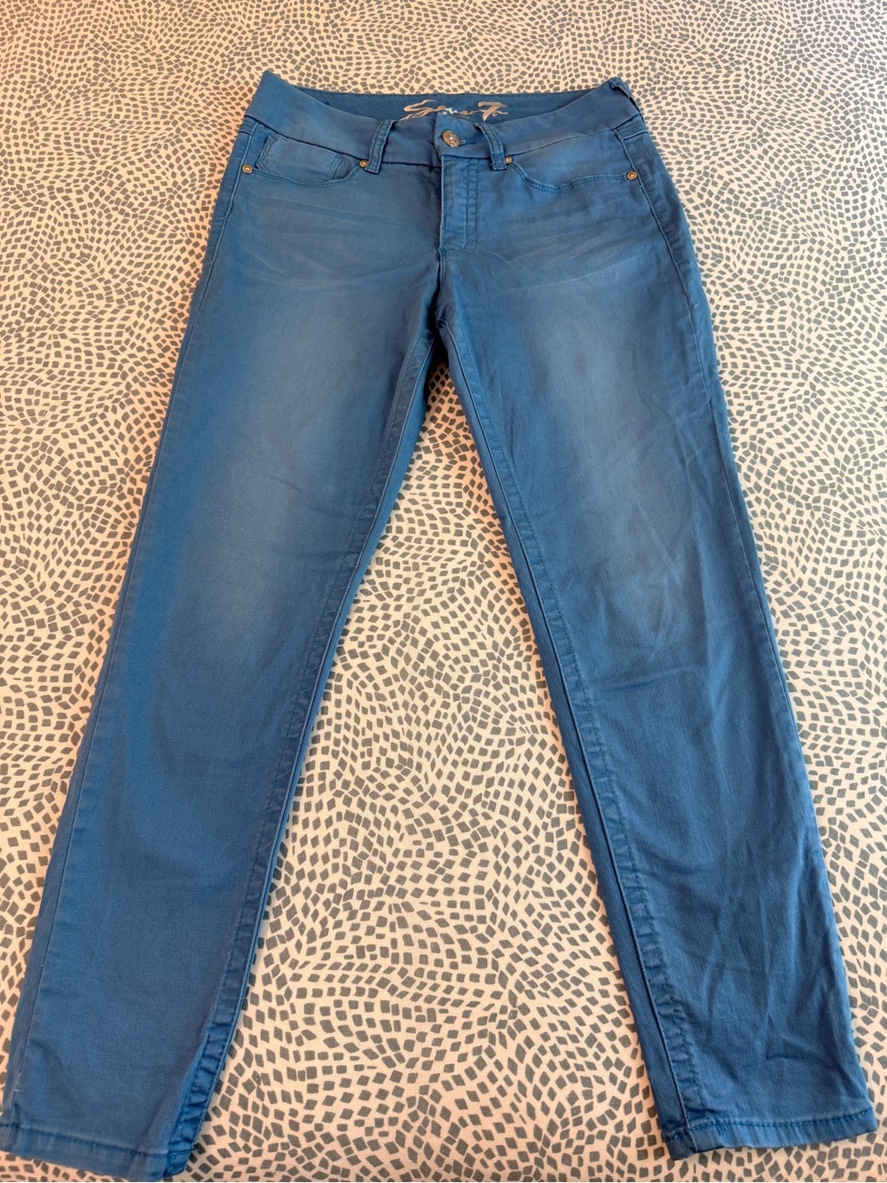 Seven7 Vibrant Blue Ankle Skinny Jeans Womens Mid Rise Denim - Picture 4 of 15